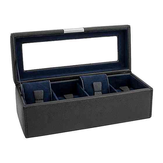 Скринька для зберігання наручних годинників Friedrich Lederwaren Bond 4 (Чорно-синій) Київ