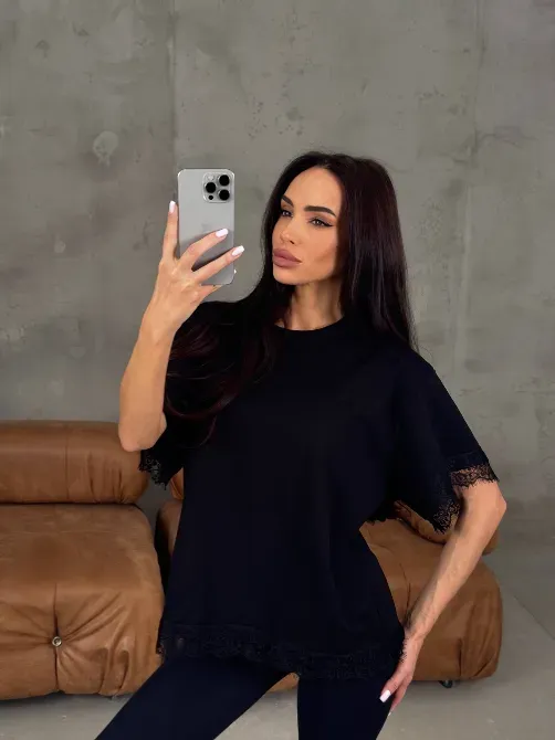 Женская футболка негабаритного размера с кружевом — трендовая основа на каждый день Одесса - изображение 8