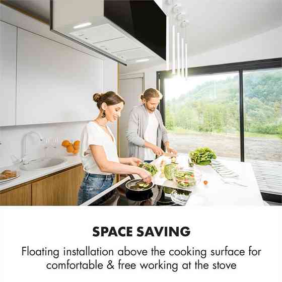 Люстра XL островная вытяжка 90см циркулирующий воздух 590м³/ч LED сенсорный черный черный (Германия, читать Ровно