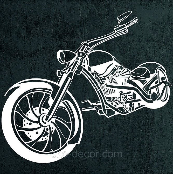 Декоративное настенное Панно «Мотоцикл» Декор на стену 50*56 см, Белый Киев - изображение 2
