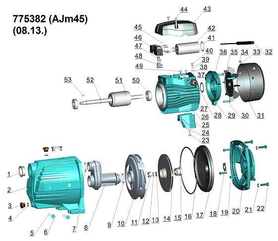Насос відцентровий самовсмоктуючий 0.45кВт Hmax 41м Qmax 45л/хв LEO 3.0 AJm45 (775382) Рівне
