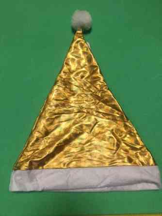 Новогодняя шапка золотая блестящая для детей и взрослых - размер окружности около 56 см, текстиль Киев