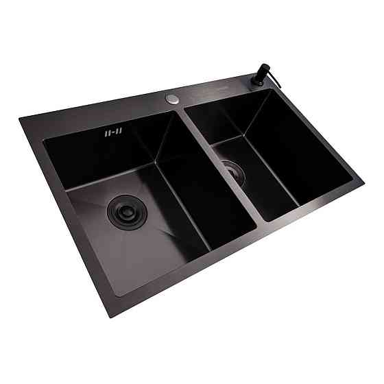 VALESO Кухонна мийка PVD чорна 78*48 VALESO Handmade на дві чаші (3.0/0.8) Киев