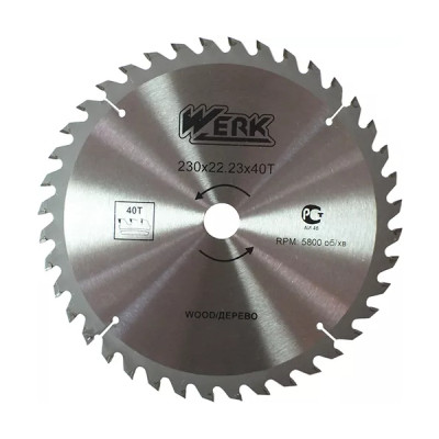 Диск пильный Werk по дереву - 230х22.23 40 зуб. (36116) Винница - изображение 1