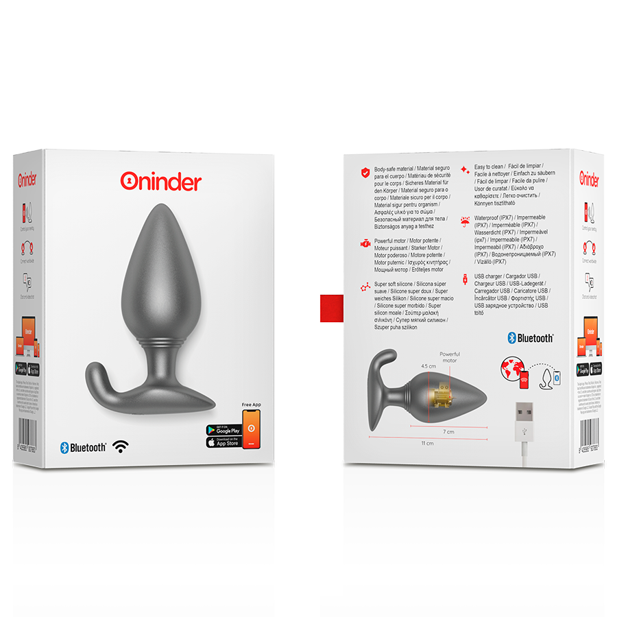Смарт анальная пробка с вибрацией, цвет: черный, Oninder (Испания) Sex Aura Киев - изображение 6