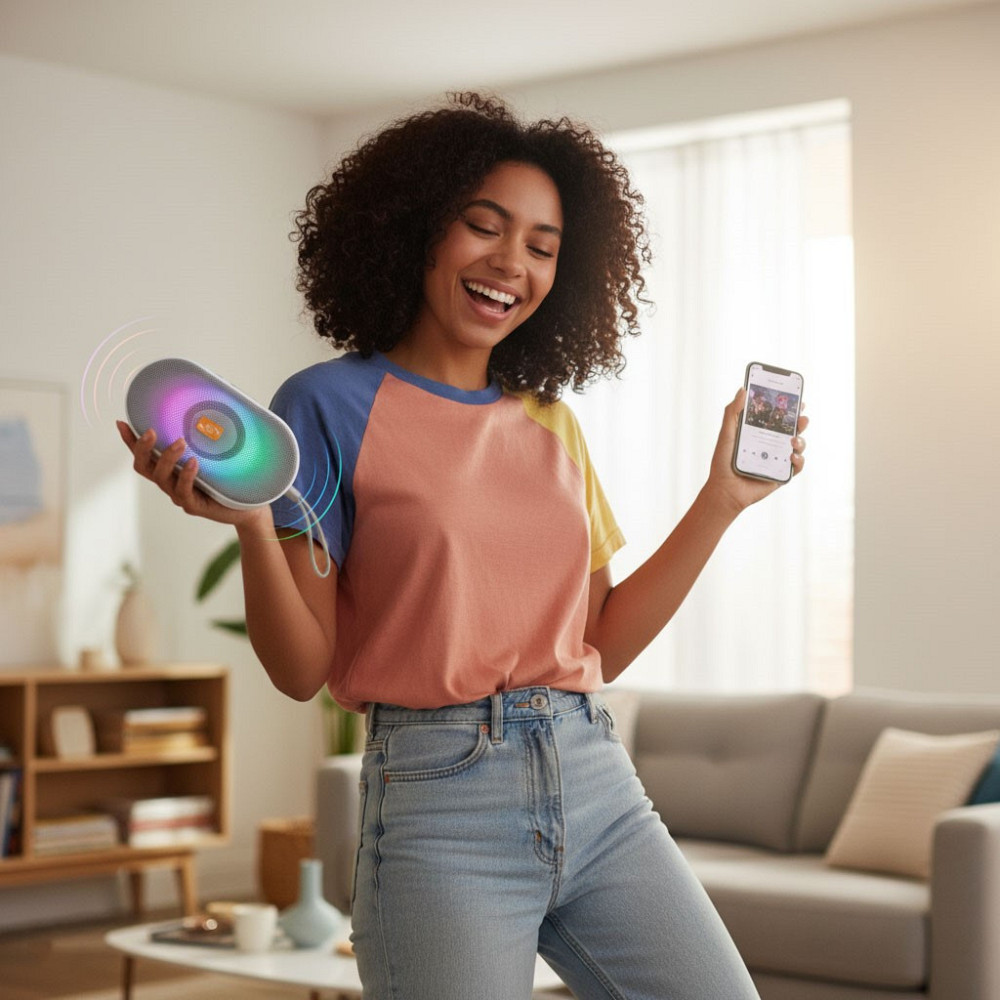 Портативна Bluetooth колонка з підсвічуванням,SPS L 003,Сіра SBR Київ - фото 5