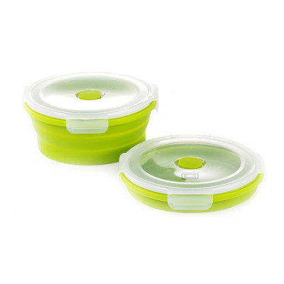 Ланч-бокс СИЛА складаний з кришкою-засувкою круглий зелений 900 мл (960565) Вінниця - фото 1