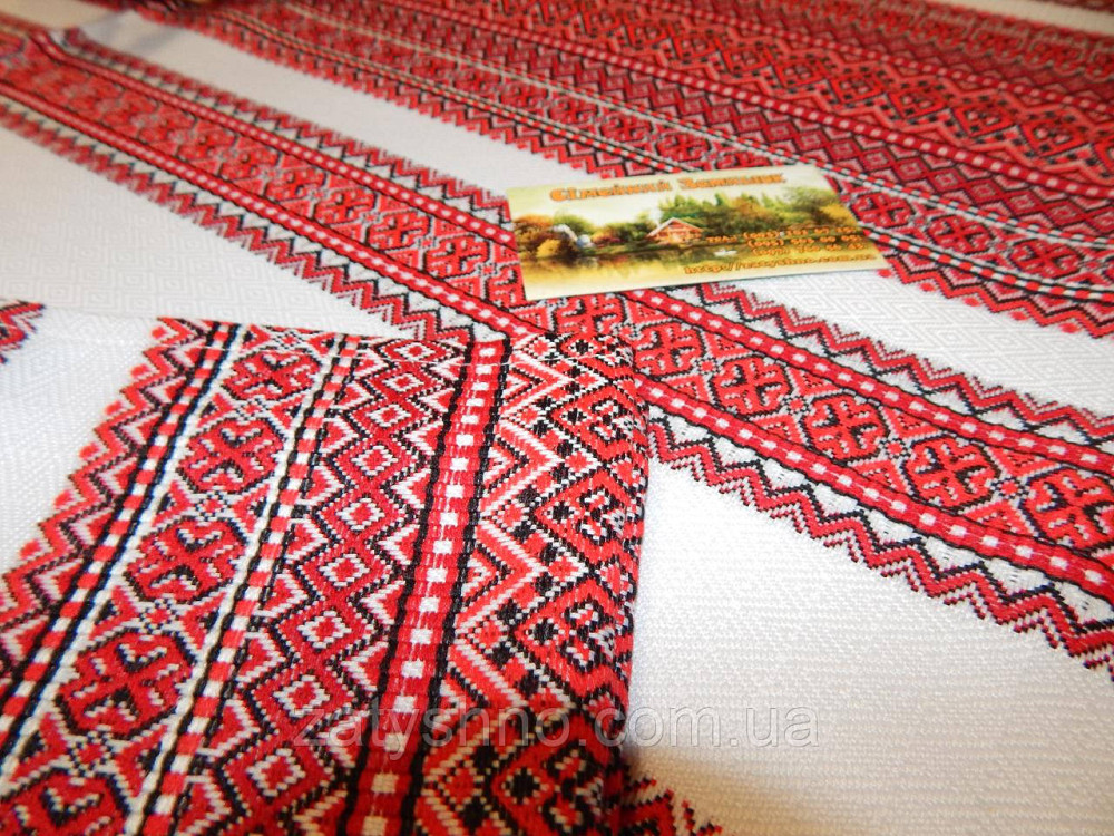 Червона скатертина вишита з серветками 190*140 Київ - фото 1