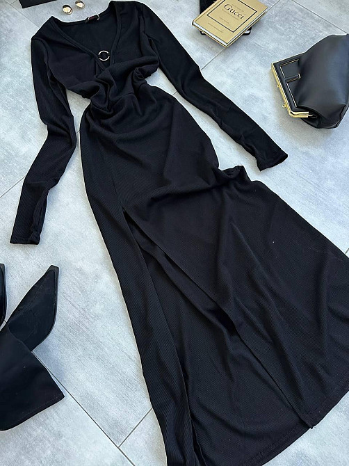 Жіноче елегантне плаття з виразним розрізом щільний рубчик Одеса - фото 7