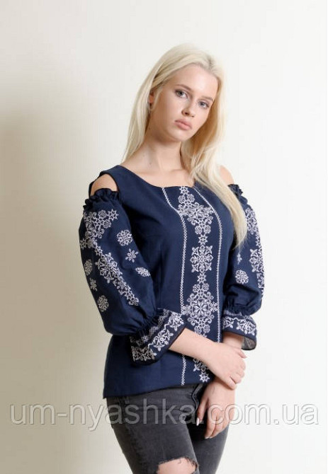 Натуральна блузка з вишивкою вишиванка "Квіткова аура" для жінок і дівчаток-підлітків Кривий Ріг - фото 1