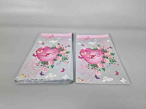 Пакет із малюнком для пакування подарунків (20*35) No422 (1) фольгований "Любов" (100 шт.) Харків