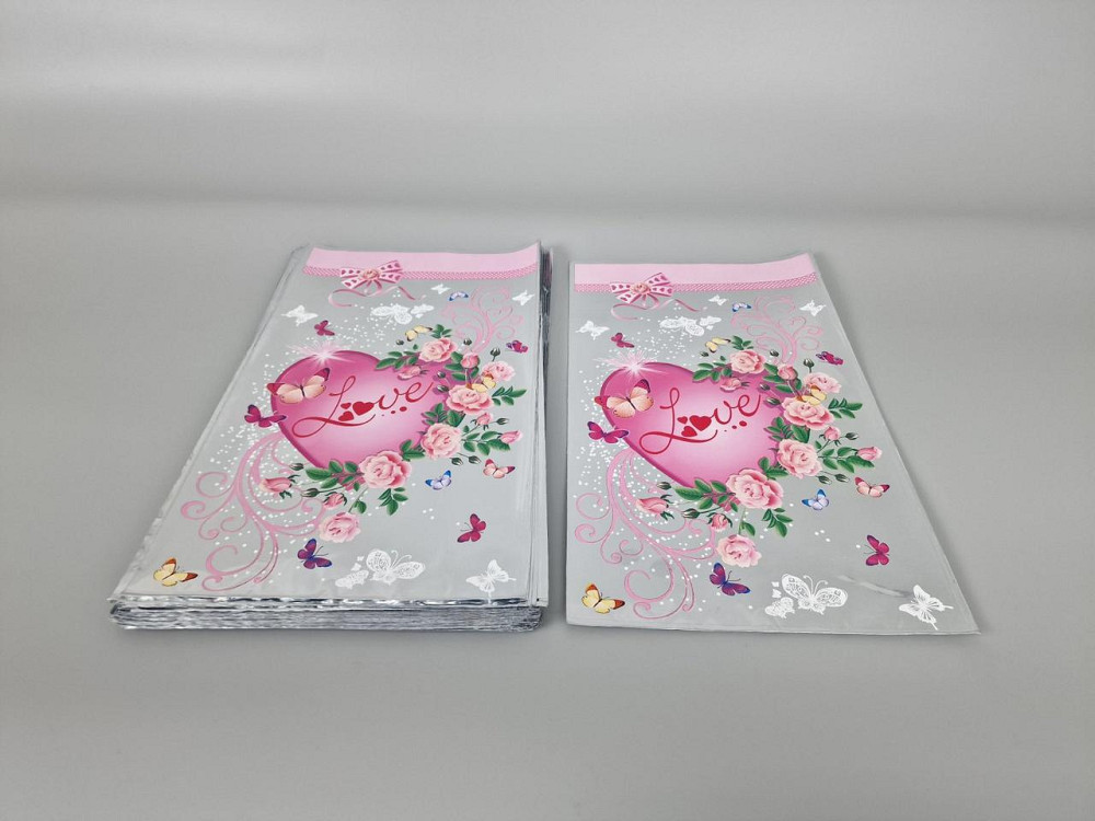 Пакет із малюнком для пакування подарунків (20*35) No422 (1) фольгований "Любов" (100 шт.) Харків - фото 1