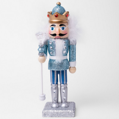 Новогодняя фигурка Novogod`ko Щелкунчик 20 см Дерево Голубой (974682) Винница - изображение 1