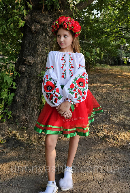 Вышиванка бело-красная с маками для девочки Кривой Рог - изображение 4