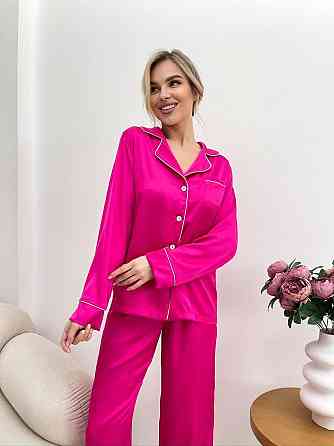 Женская стильная пижама двойка: рубашка и брюки из шелка Армани. Малина, 44/46 Одесса