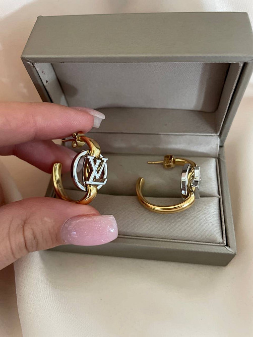 Сережки LV колечки покриття золото 18К Одеса - фото 7