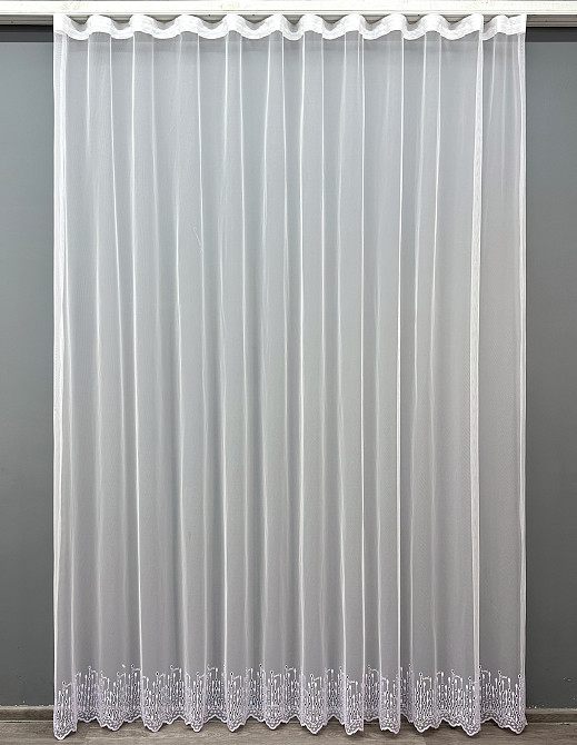 Тюль VR-Textil 1818т Грек-сетка с вышивкой и люрексом цвет Белый 300х270 см (42-0805) Киев - изображение 2