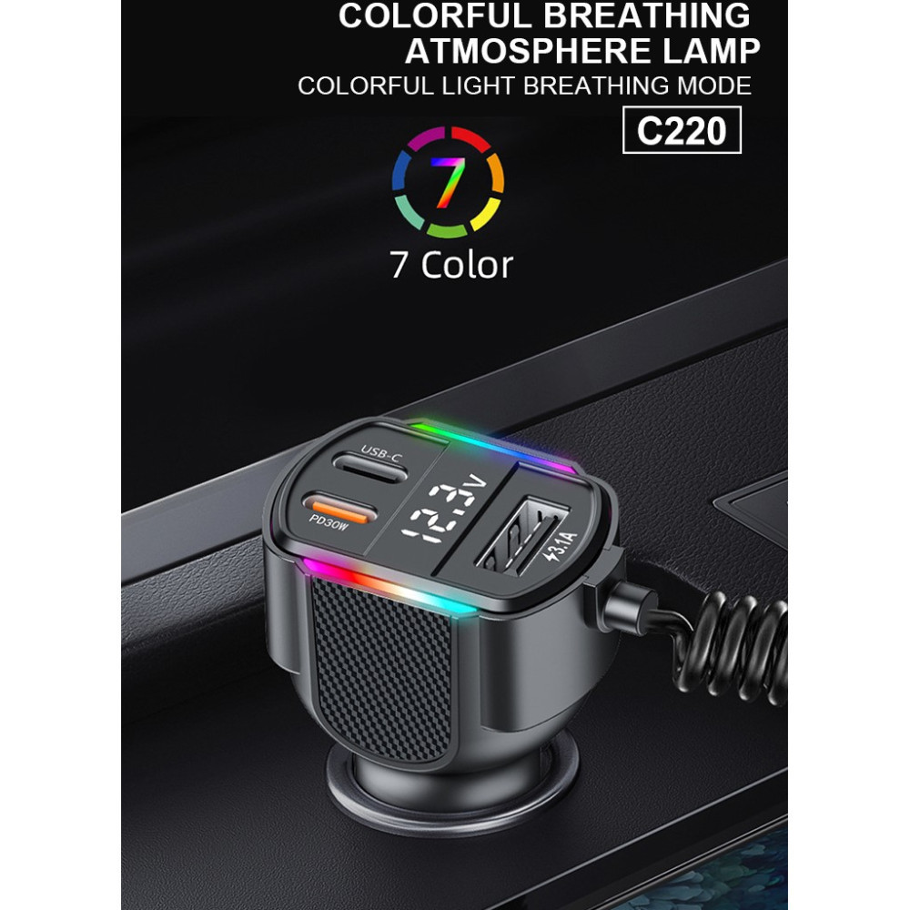 Автомобильное зарядное устройство с FM-модулятором WUW-C220 Black Одесса - изображение 8