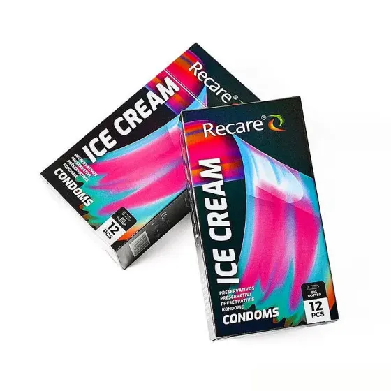 Презервативи Holographic Recare Ice Cream Big Dotted Condoms 12 шт, з пухирцями, аромат: морозиво Львів