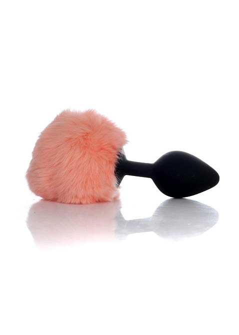 Анальная пробка - Bunny Tail Silicone Black Plug Peach Sex Aura Киев - изображение 3
