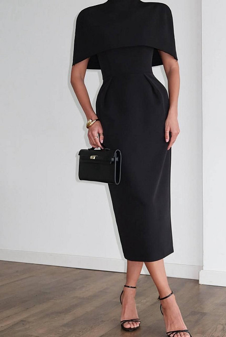 Жіночий елегантний вечірній костюм плаття + накидка костюмка Чорний, 42/44 Одеса - фото 4