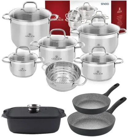 Gerlach Sendo Комплект Каструлі Z Pokrywkami 11 El + Сковорідка Granitex Grey 20 28 Cm +Жаровня (317K4) Киев