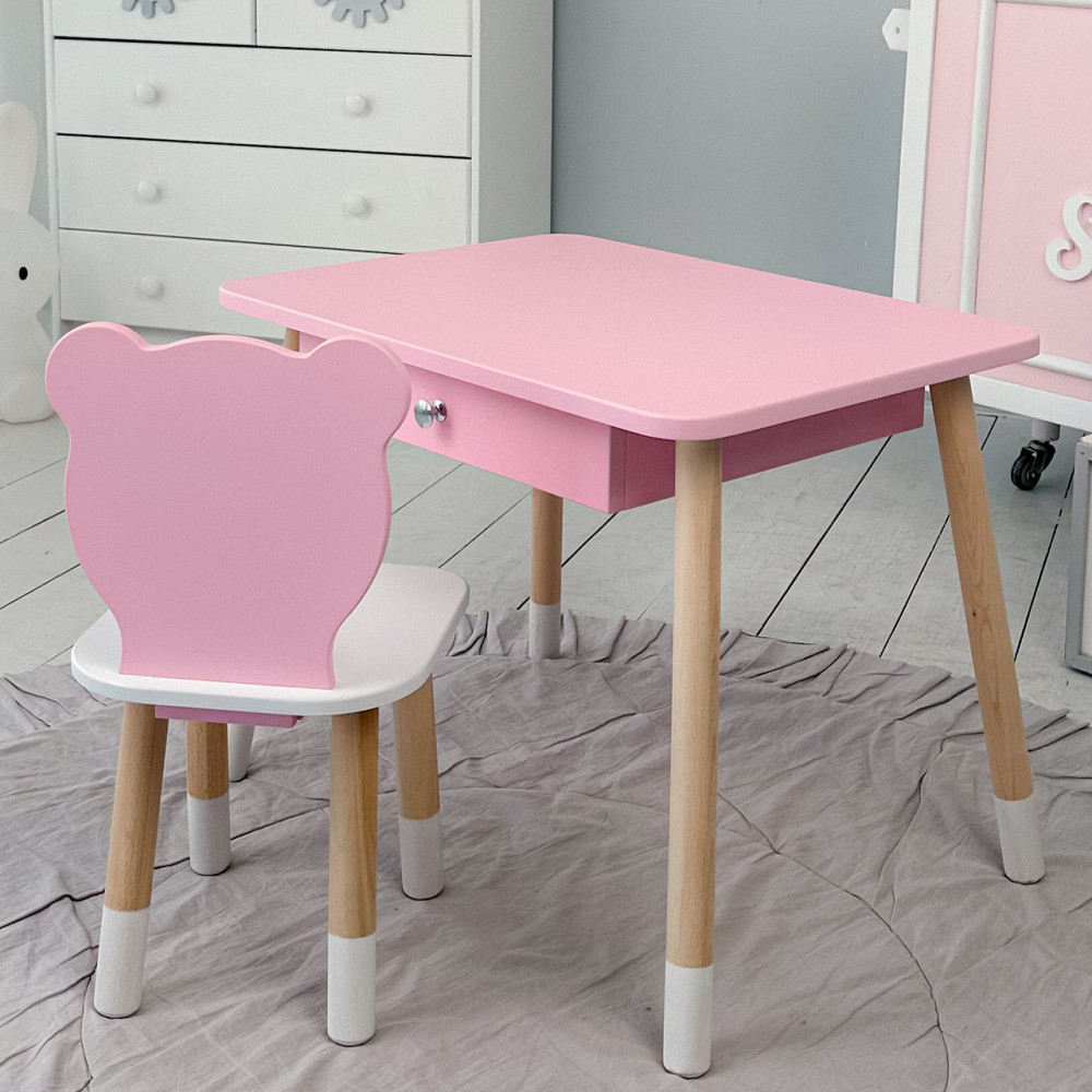 Дитячий стільчик ведмедик 26.5х26х25см, стілець для дитини, білий з рожевим Київ - фото 5