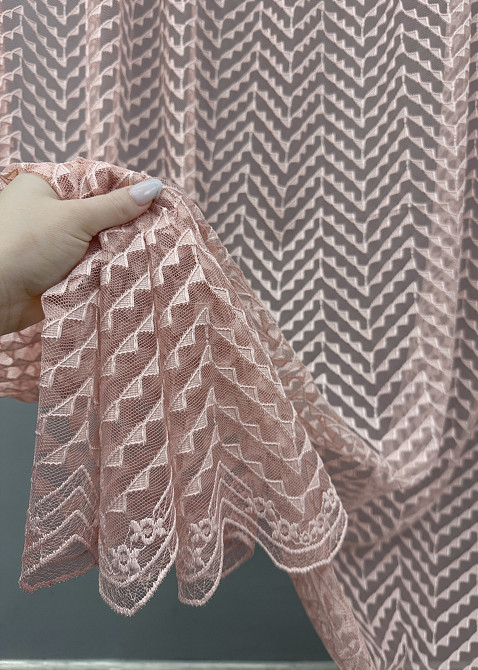 Тюль Гіпюр колір пудровий 1880т Київ - фото 3