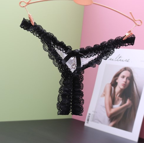 Еротичні трусики з розрізом унісекс біло-чорного кольору, розмір універсальний резинка до 92см Київ - фото 1