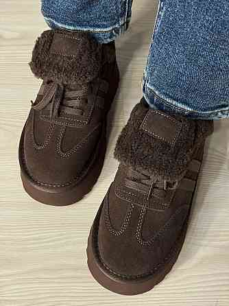 Ботинки женские Hengji 009-7 угги замшевые на меху коричневые, 38, 24 см Киев