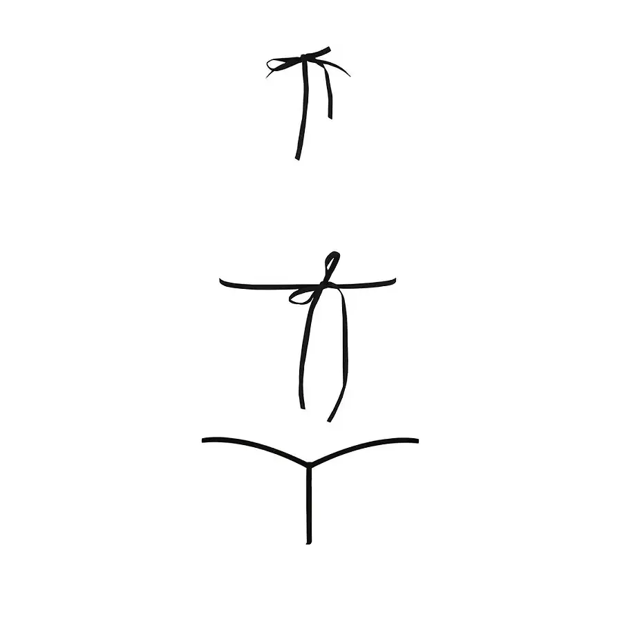 Комплект білизни Passion MELISSA BIKINI XXL/XXXL, black, ліф зі шнурівкою і трусики стрінги Львів - фото 6