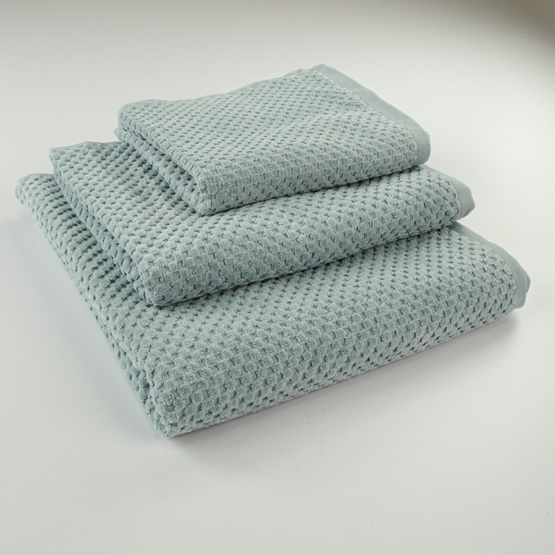 Комплект махровых полотенец однотонных 3шт 40x70см, 50x90см, 70x140см Damask Премиум качества Жаккардовое с велюром (Мятный) Сумы - изображение 1