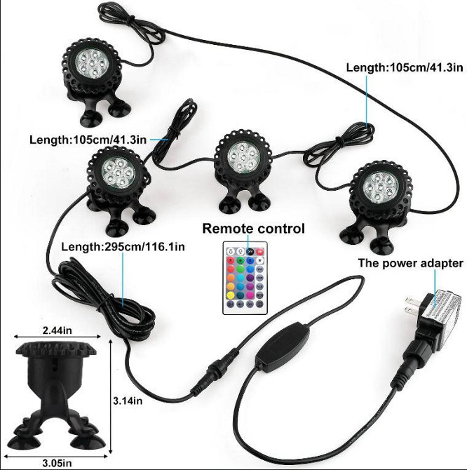 Подводный светильник для басеина RGB 4*6 Led Одесса - изображение 7