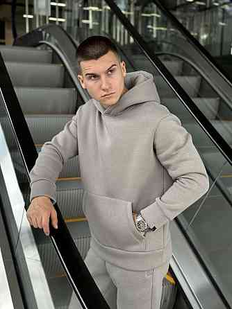 Тепле чоловіче худі на флісі з капюшоном сталеве Pobedov 008 ЗИМА Київ