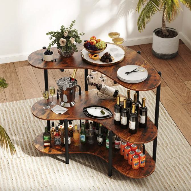 Барний стіл фуршетний Costway Wise з полицями кутовий Киев - изображение 1