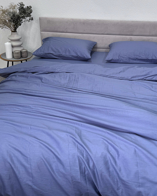 Ecotton Простирадло на резинці Ecotton 140х200 см із сатину (арт. 18-4221 Singl Lake) синій Коломия - фото 3