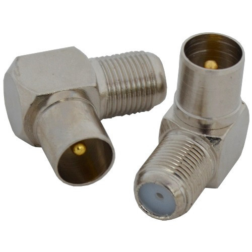 Антенний перехідник , штекер ТВ - гніздо F, кутовий, латунь, gold pin Полтава - фото 1