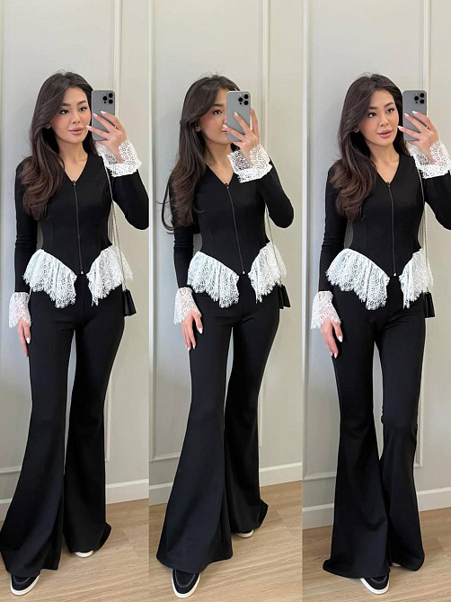 Женский стильный привлекательный костюм с кружевом микродайвинг+гипюр Одесса - изображение 3