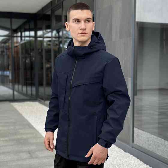 Темно-синя чоловіча повсякденна куртка на весну і осінь Pobedov Shum Київ