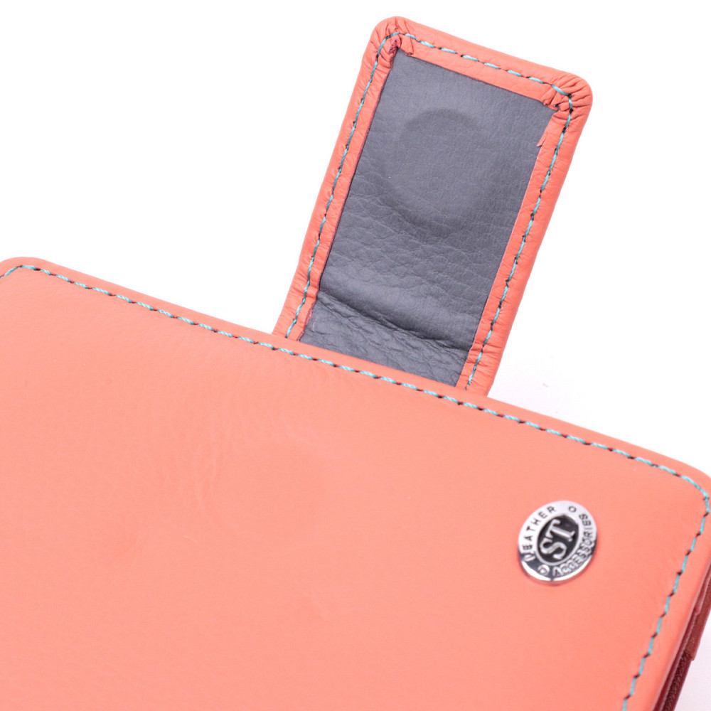 Кожаный женский вертикальный кошелек небольшого размера ST Leather 19438 Оранжевый Киев - изображение 5