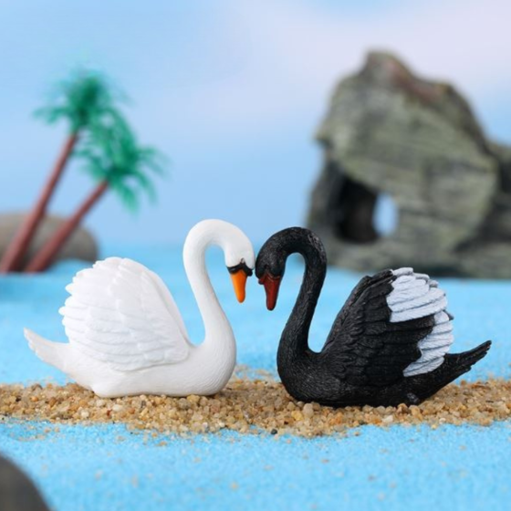 Мініатюрні фігурки пара Лебедів 4.2 х 3.3 см для міні-саду, флораріуму. Одеса