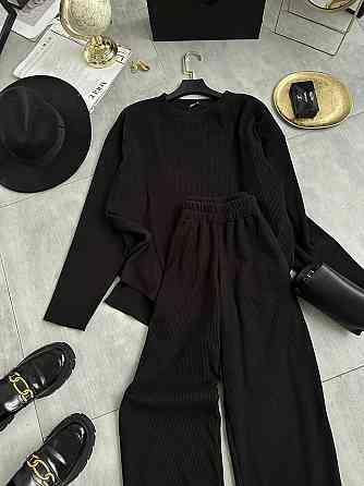 Женский теплый базовый костюм двойка ангора рубчик Черный Одесса