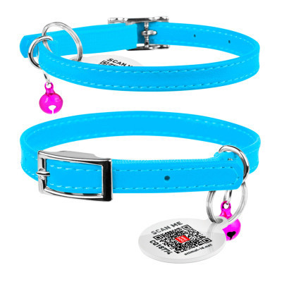 Нашийник для тварин WAUDOG Glamour з QR паспортом Д 17-20 см блакитний (32752) Вінниця - фото 4