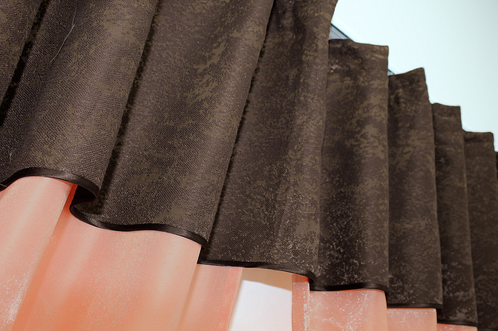 Кухонные шторы VR-Textil № 073к с ламбрекеном и подхватами персиковый с коричневым 270х170 см (52-0212) Киев - изображение 5