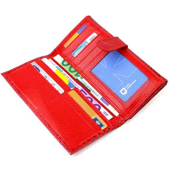 Лаковане жіноче портмоне з натуральної шкіри з тисненням під змію CANPELLINI 21850 Червоний Київ