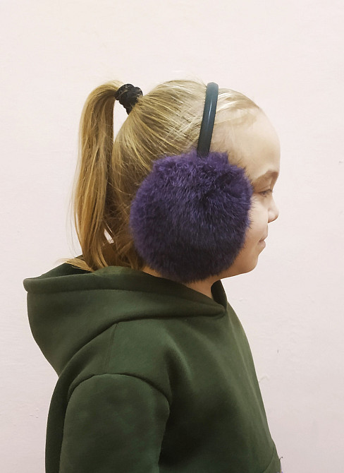 Наушники меховые теплые женские из меха кролика Фиолетовый Харьков - изображение 4