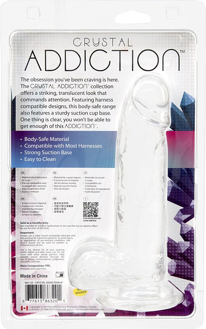 Прозорий фалоімітатор на присосці ADDICTION — Clear Dildo with Balls 8″, віброкуля в подарунок Sex Aura Київ - фото 7