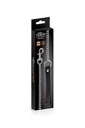 Поводок Fetish Tentation Premium Metal leash with cowhide leather wrist 72 см Sex Aura Київ