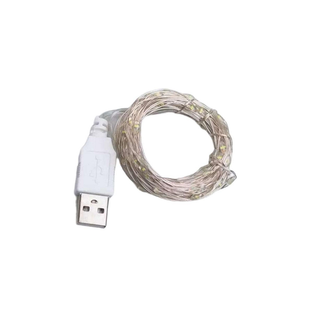 Гірлянда роса 10 метрів USB на 100 led світлодіодів крапля на білому дроті біла USB100L10MWW Київ - фото 9