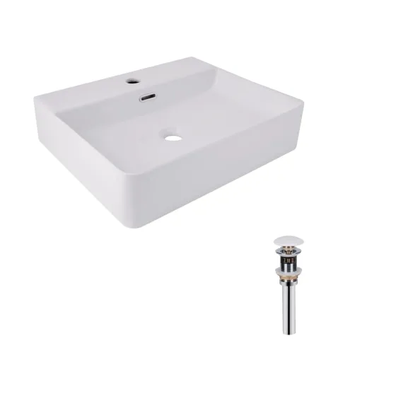 Комплект Qtap Nando LT: Раковина підвісна прямокутна 500х420х130 мм White + Донний клапан PU02O Київ